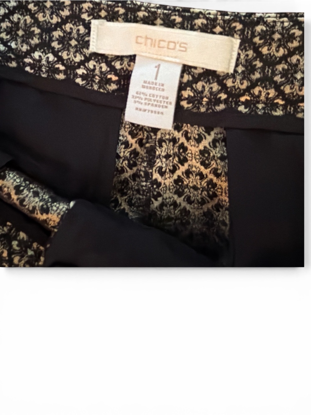 Chico's Metallic Black and Gold Patterned Pant Suit M/L - Picture 4 of 6
